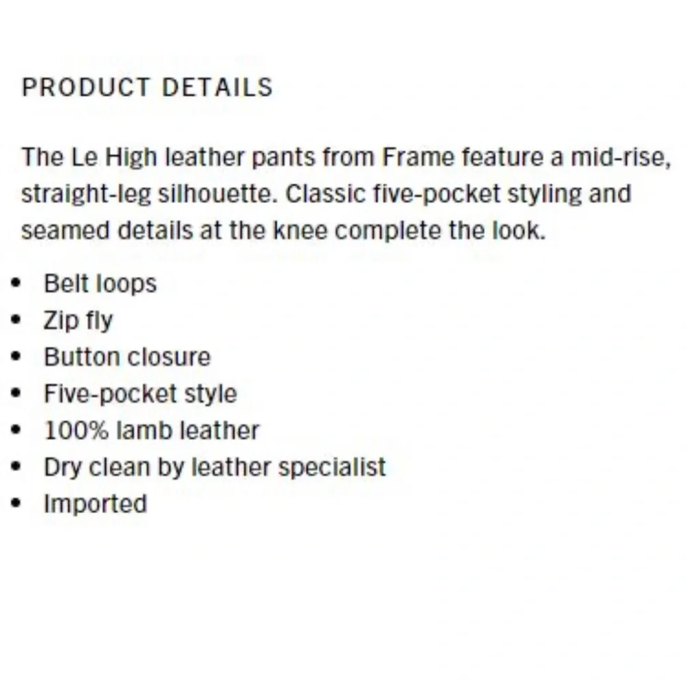 FRAME Le High Leather Pants Size 29 - Picture 3 of 12